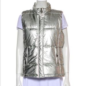 Michael Kors Metallic Silver Puffer Vest